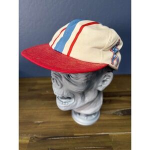 Vintage Houston Oilers Snapback Hat Red White Blue Striped Cap NFL